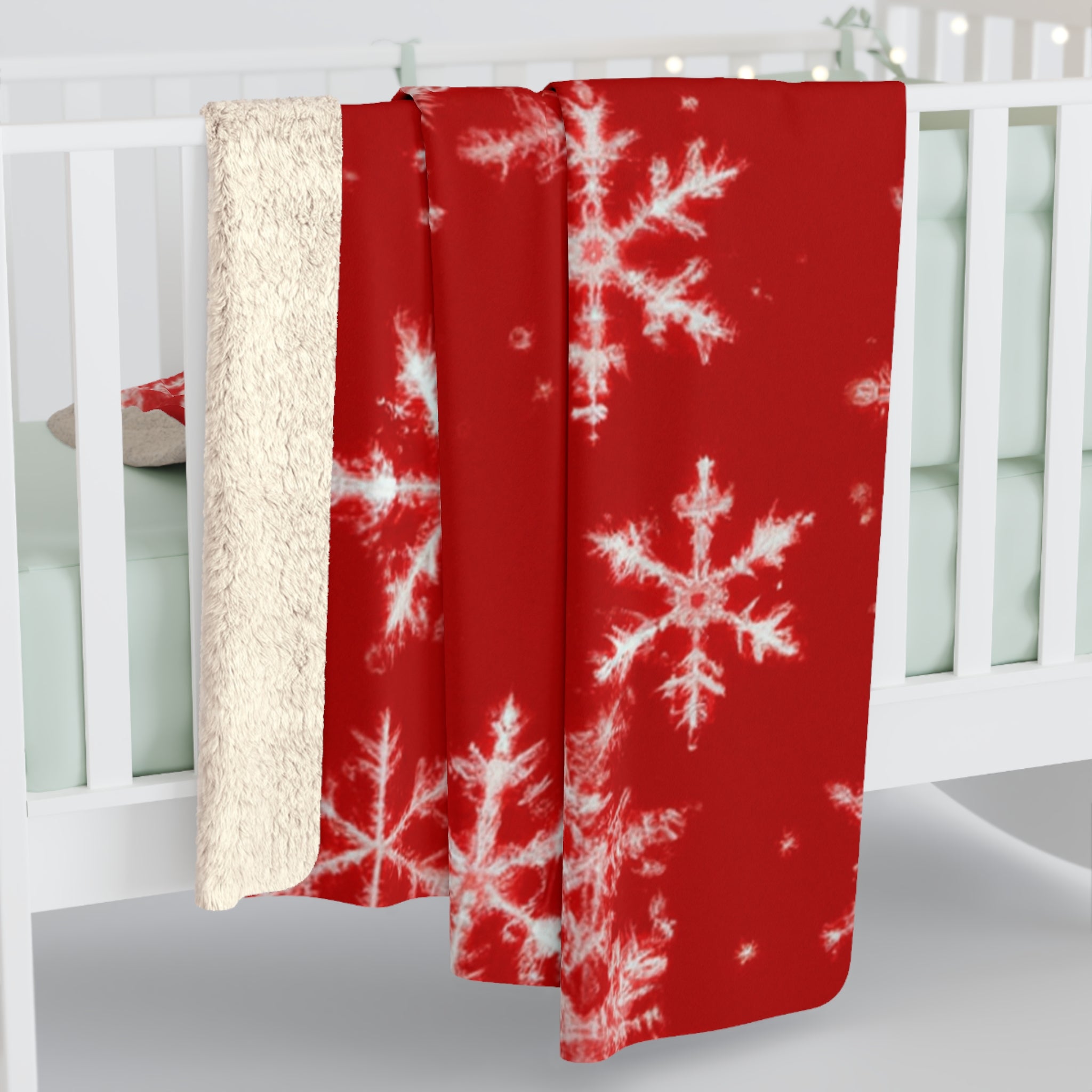 Red Snowflake Sherpa Fleece Blanket