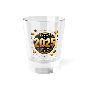 Black and Gold 2025 New Years Eve Shot Glass, 1.5oz