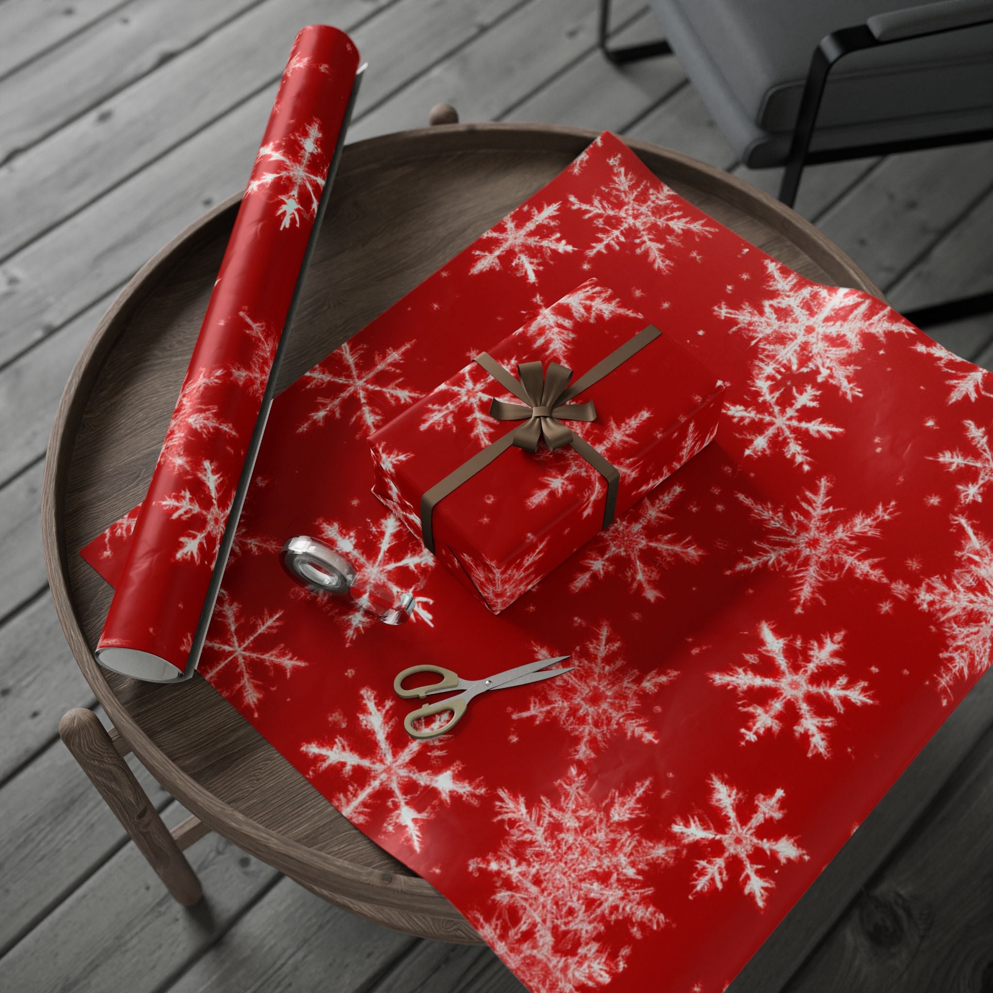 Red and White Snowflake Wrapping Paper