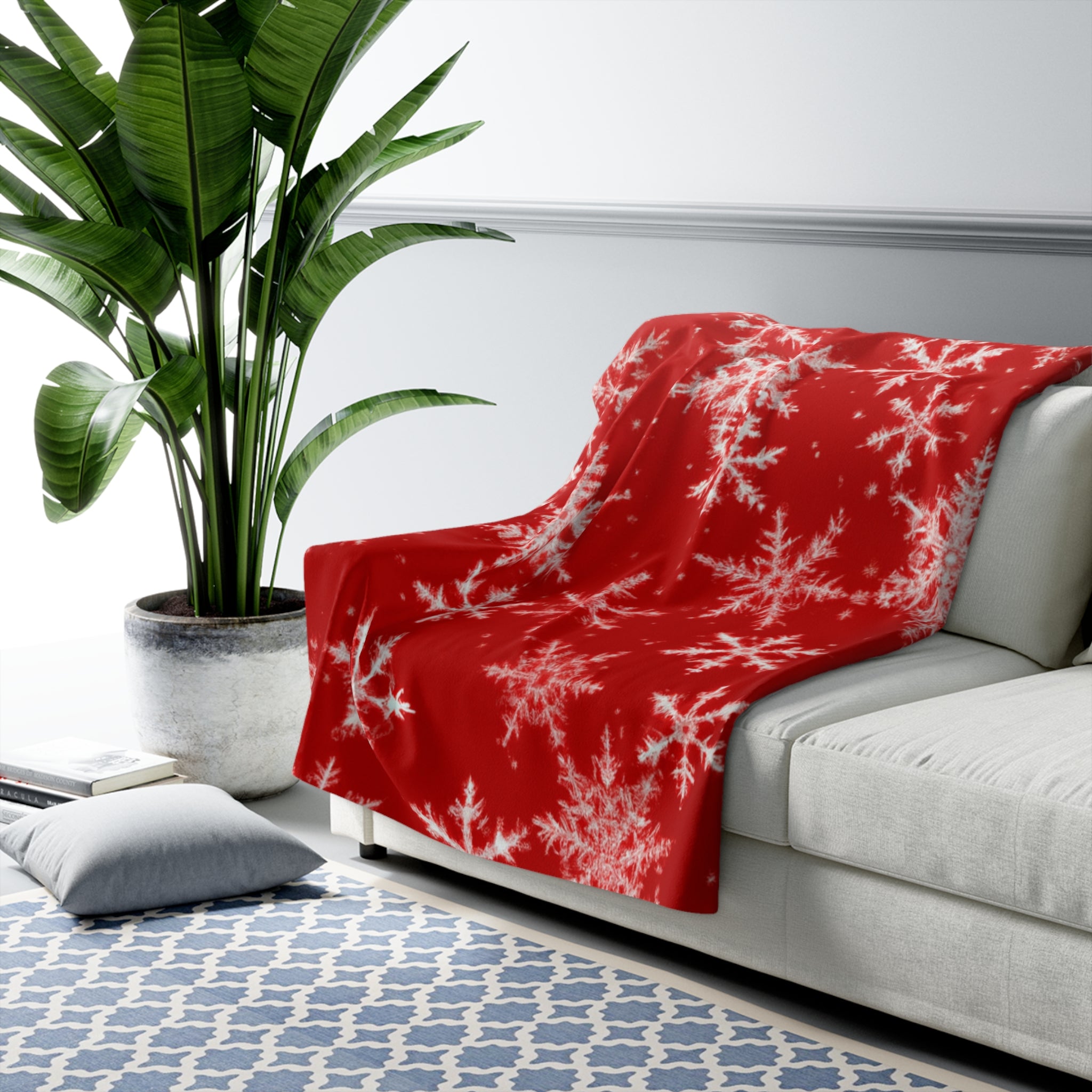 Red Snowflake Sherpa Fleece Blanket