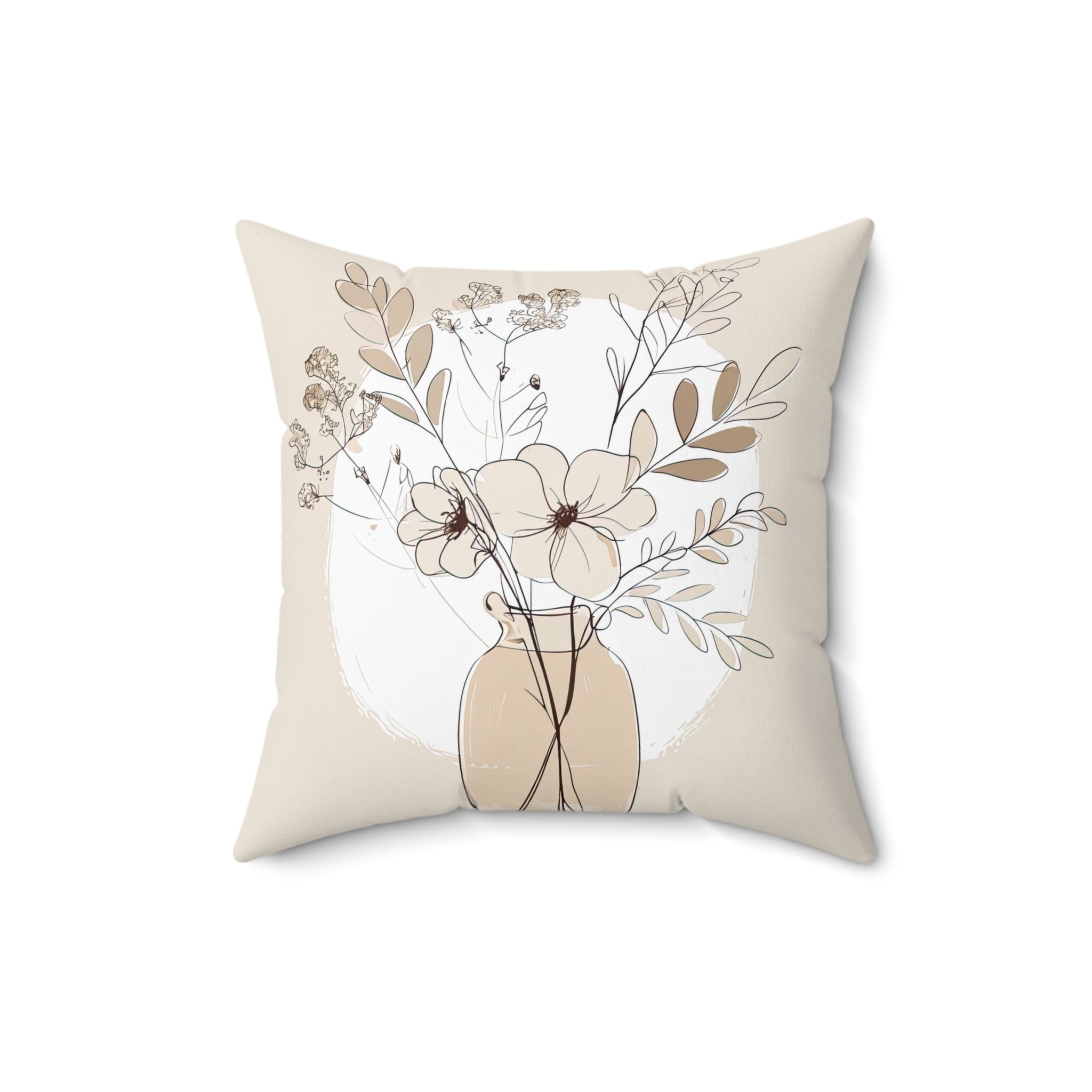 Eucalyptus in vase line art pillow