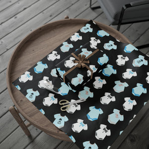 Black, Blue, and White Baby Gift Wrapping Paper