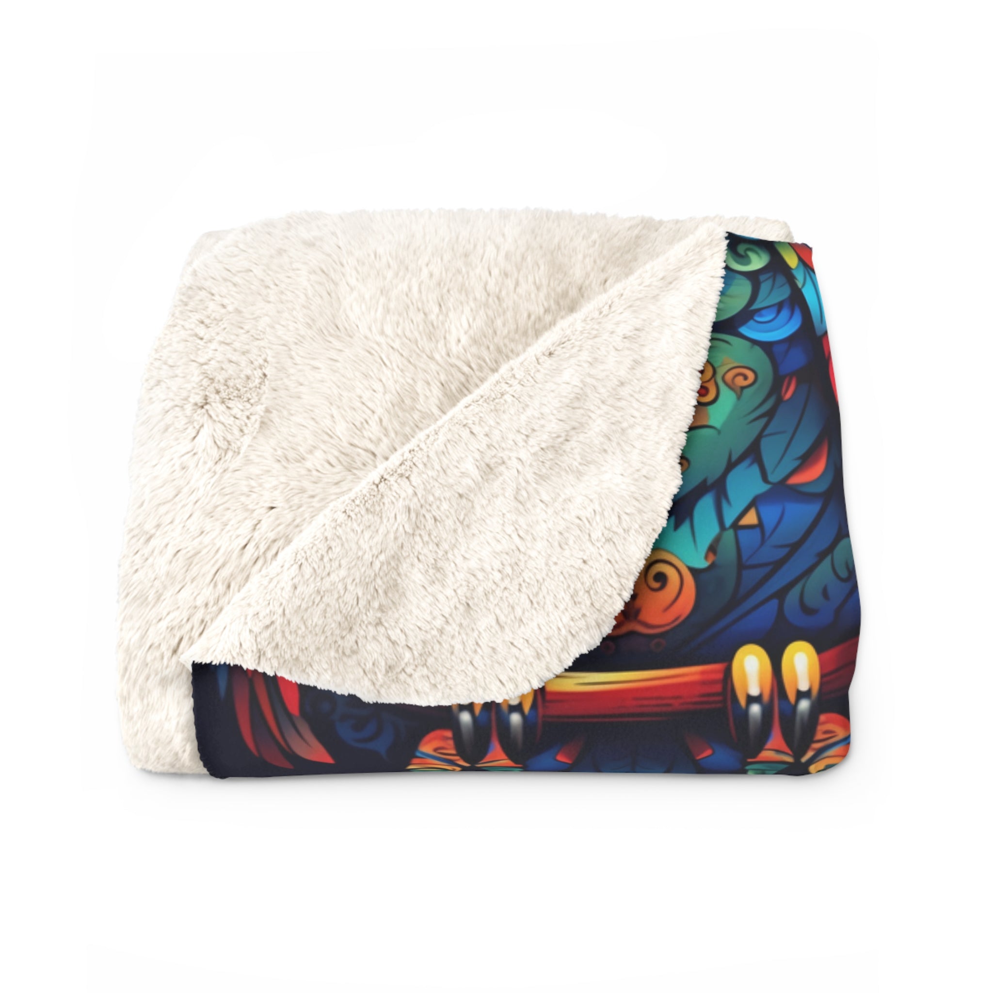 neon owl sherpa fleece blanket