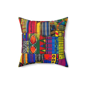 African Kente Print Spun Polyester Square Pillow