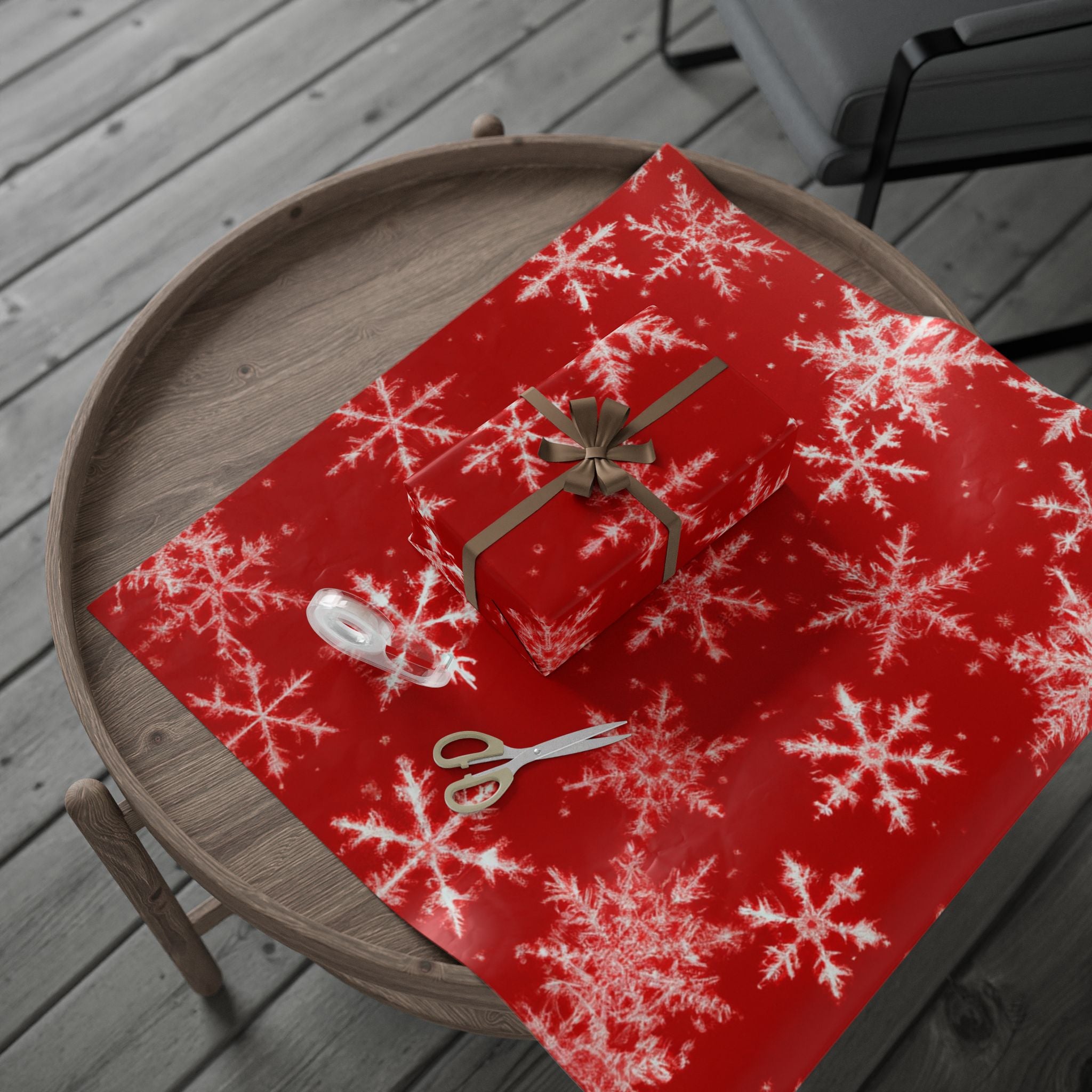 Red and White Snowflake Wrapping Paper