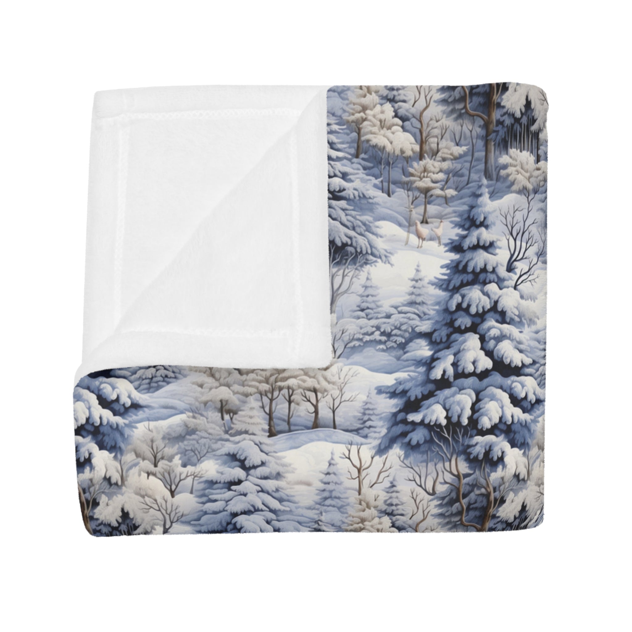 blue and gray winter theme plush fleece blanket