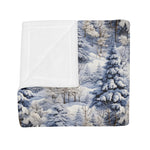 Load image into Gallery viewer, blue and gray winter theme plush fleece blanket
