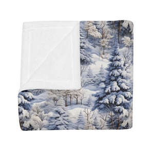 blue and gray winter theme plush fleece blanket