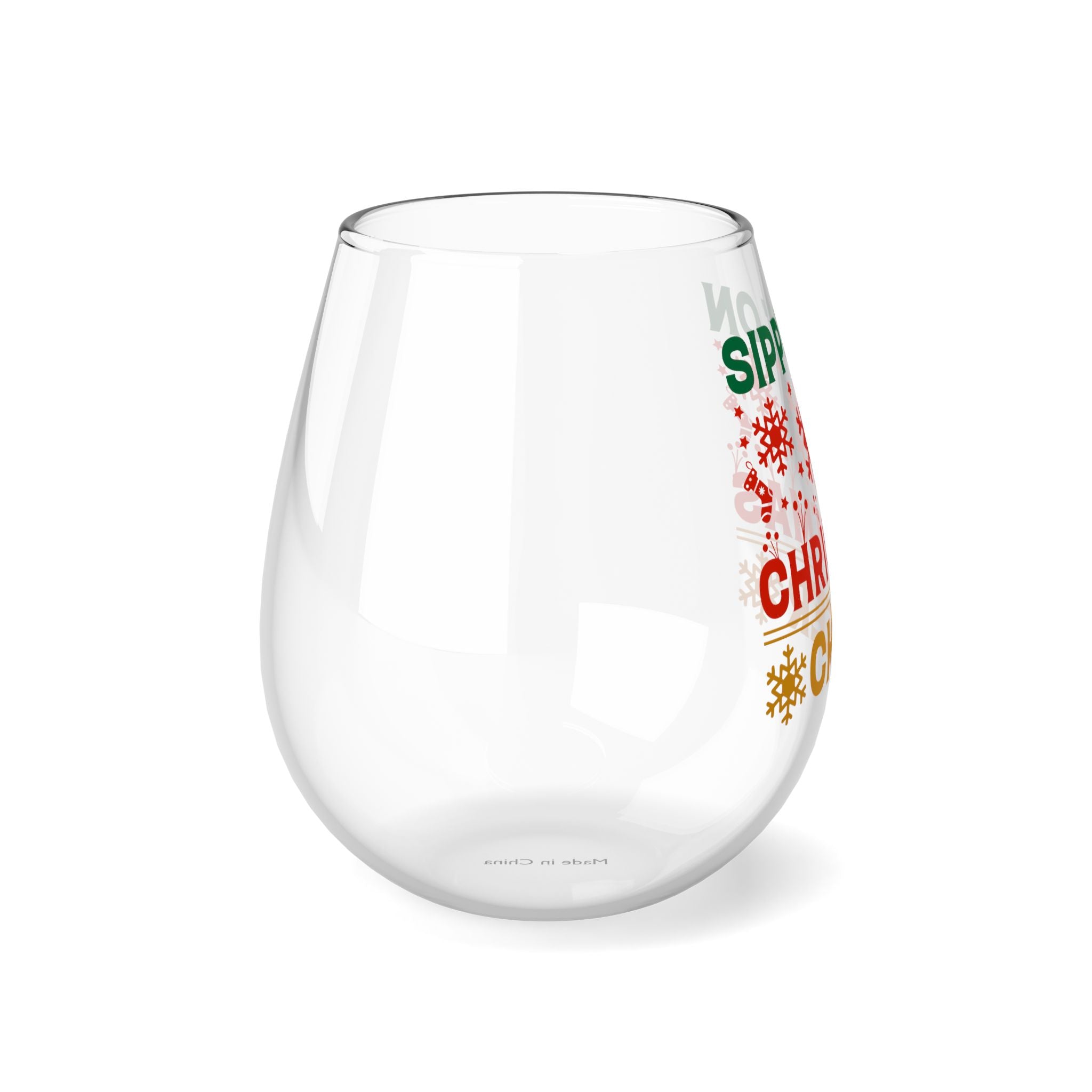 Christmas Stemless Wine Glass