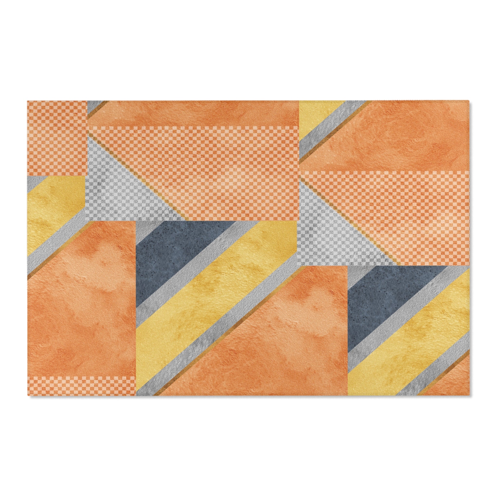 Abstract Orange and Gray Area Rug