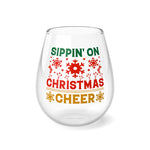 Load image into Gallery viewer, Christmas Stemless Wine Glass, Sipping on Christmas Cheer 11.75oz
