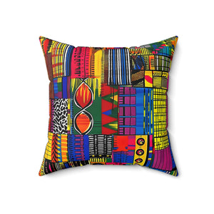 African Kente Print Spun Polyester Square Pillow