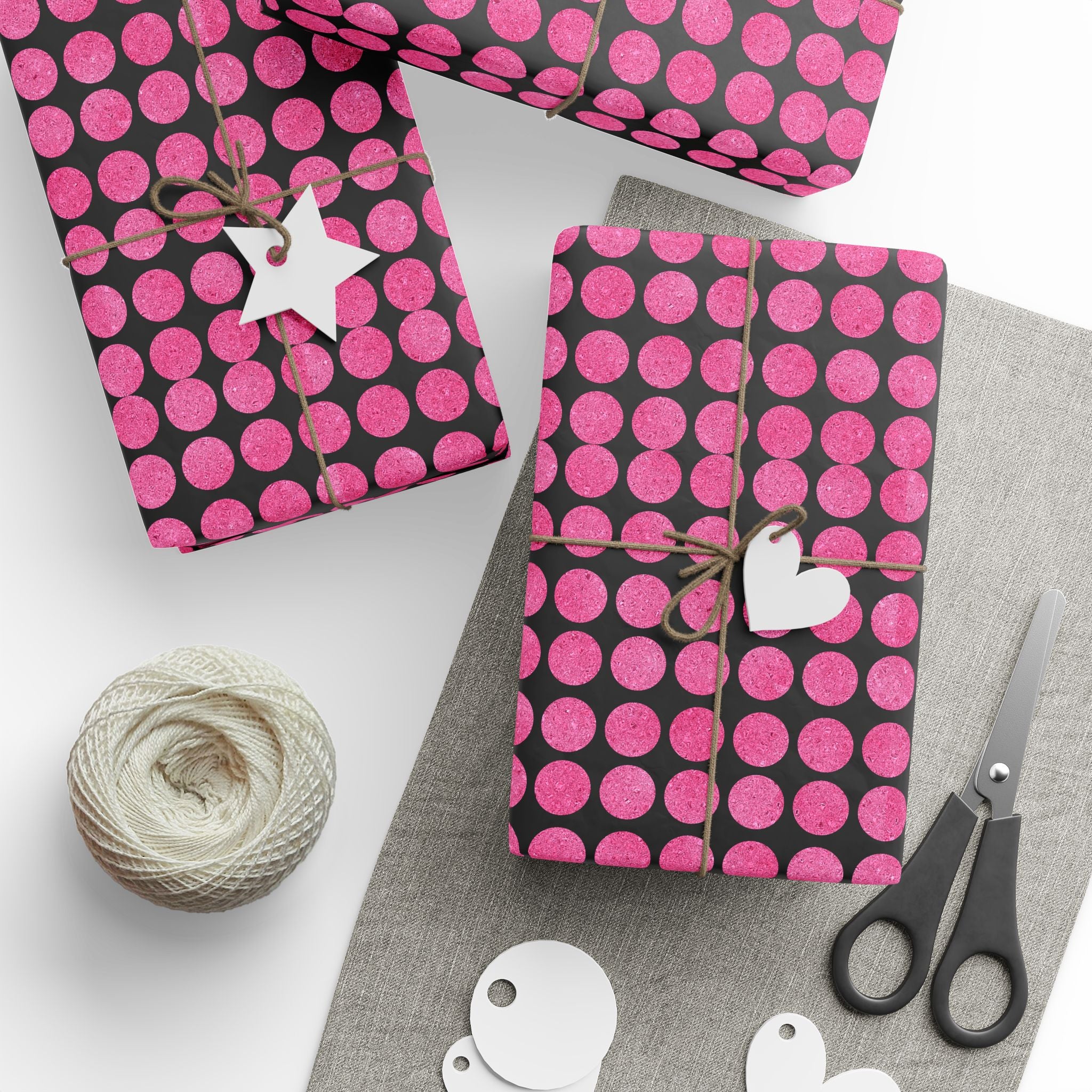 Black and Pink Polka Dot Wrapping Paper