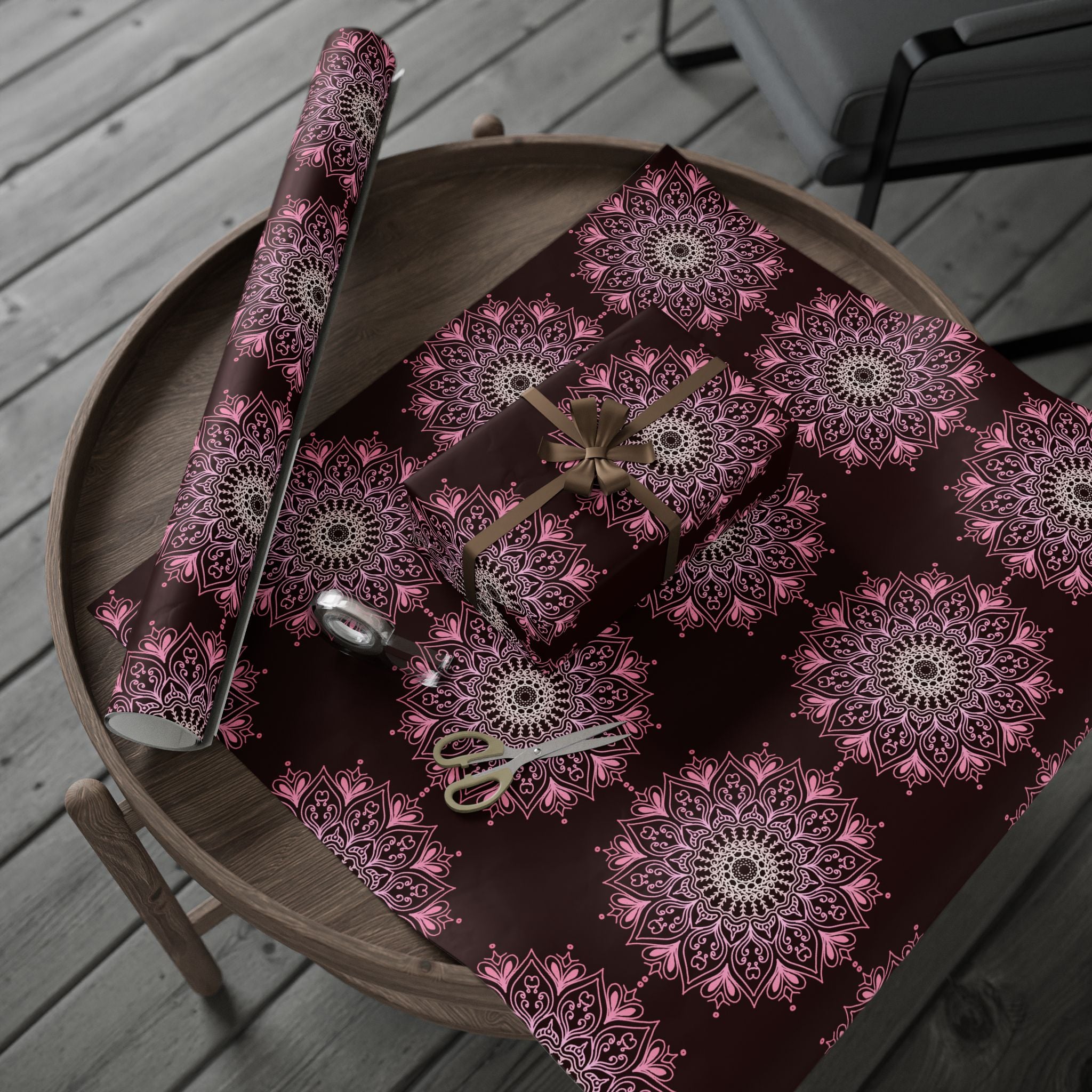 Black and PInk Mandala Wrapping Paper