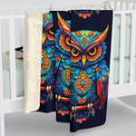 Load image into Gallery viewer, Neon Owl Sherpa Fleece Blanket
