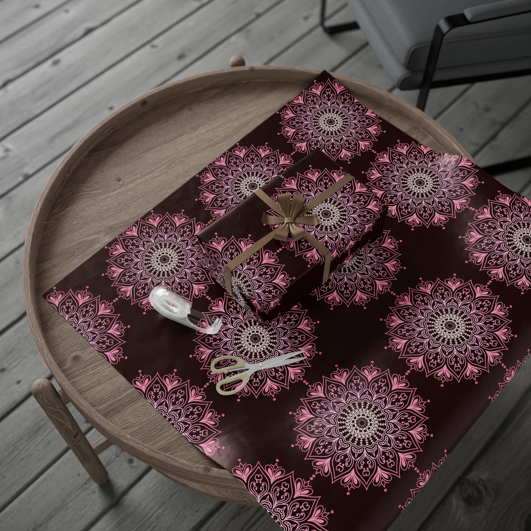 Black and PInk Mandala Wrapping Paper