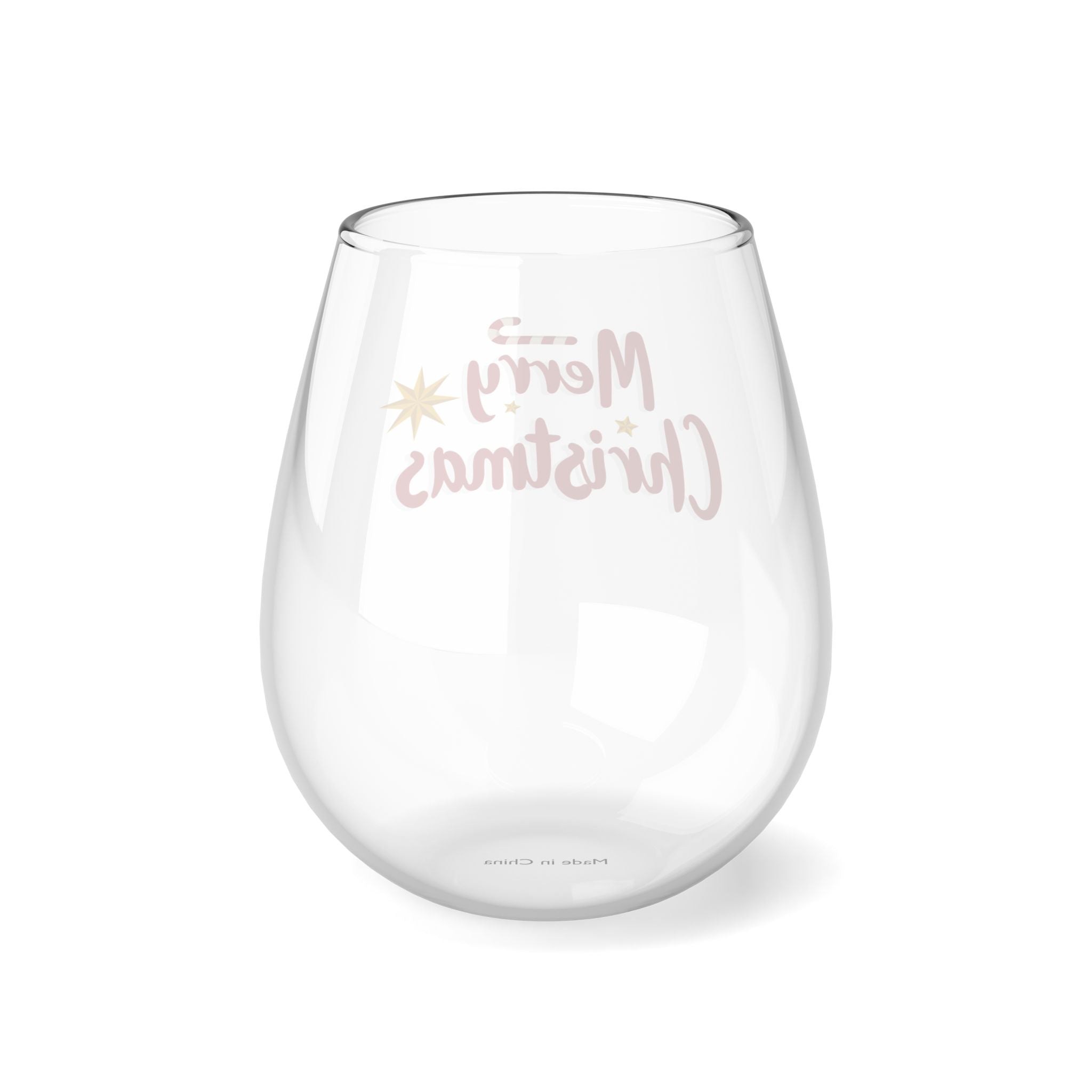 Merry Christmas Stemless Wine Glass