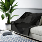 Load image into Gallery viewer, Black and Coal Gray Geometrical Sherpa Fleece Blanket
