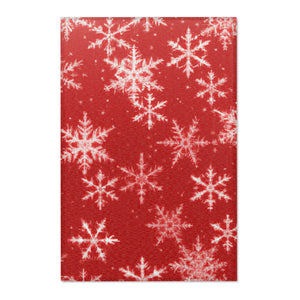 Red and White Snowflake Area Rug