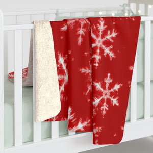 Red Snowflake Sherpa Fleece Blanket