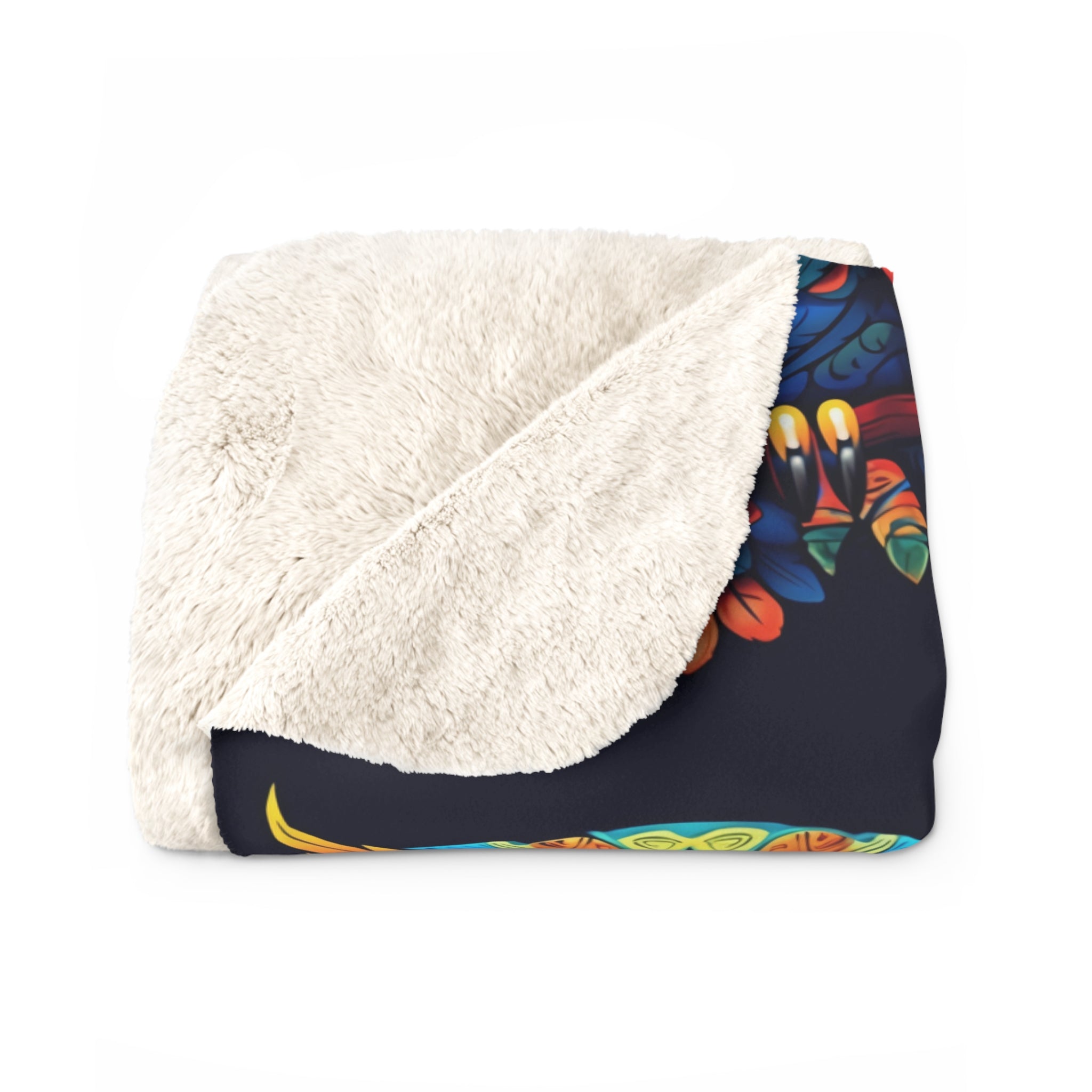 neon owl sherpa fleece blanket