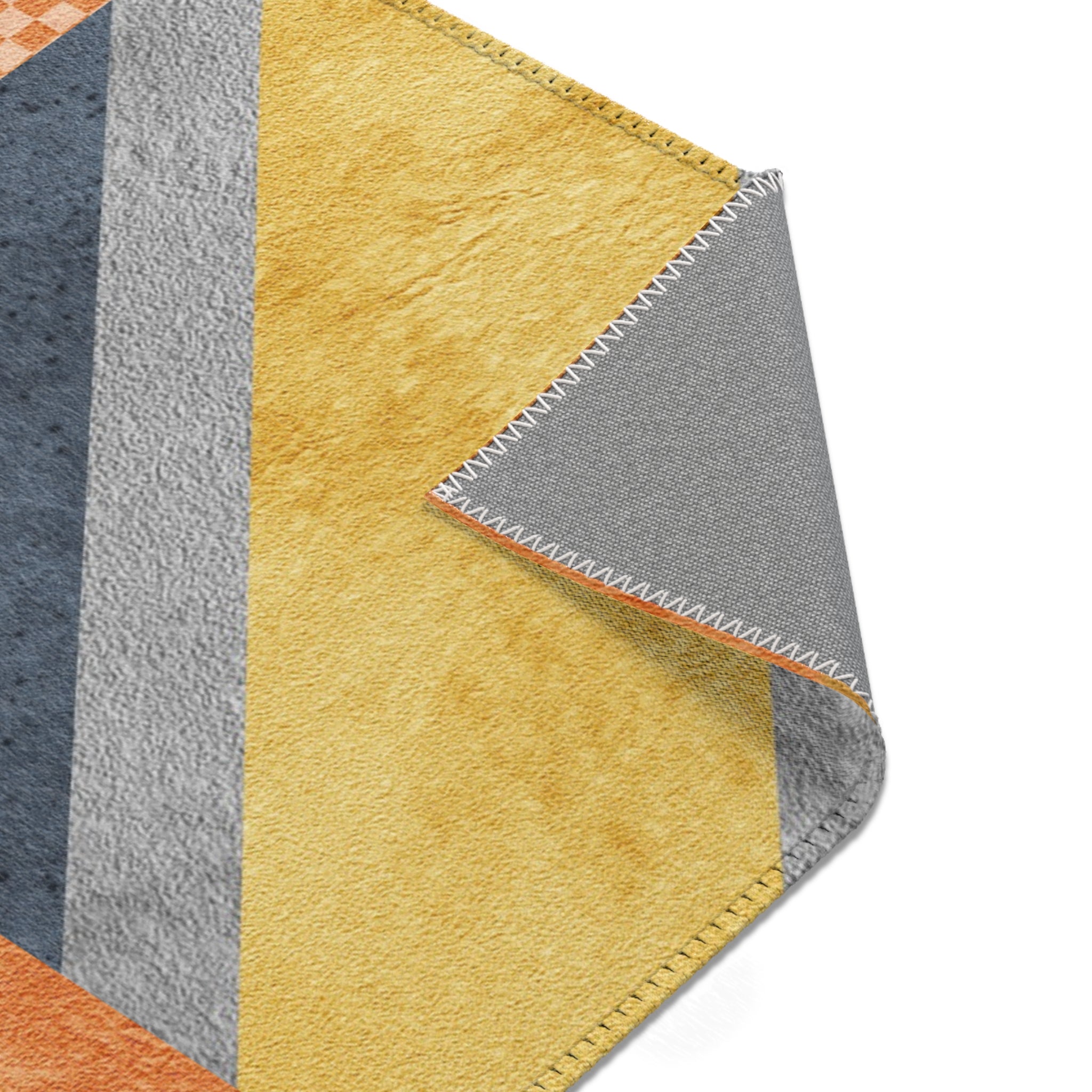 Abstract Orange and Gray Area Rug