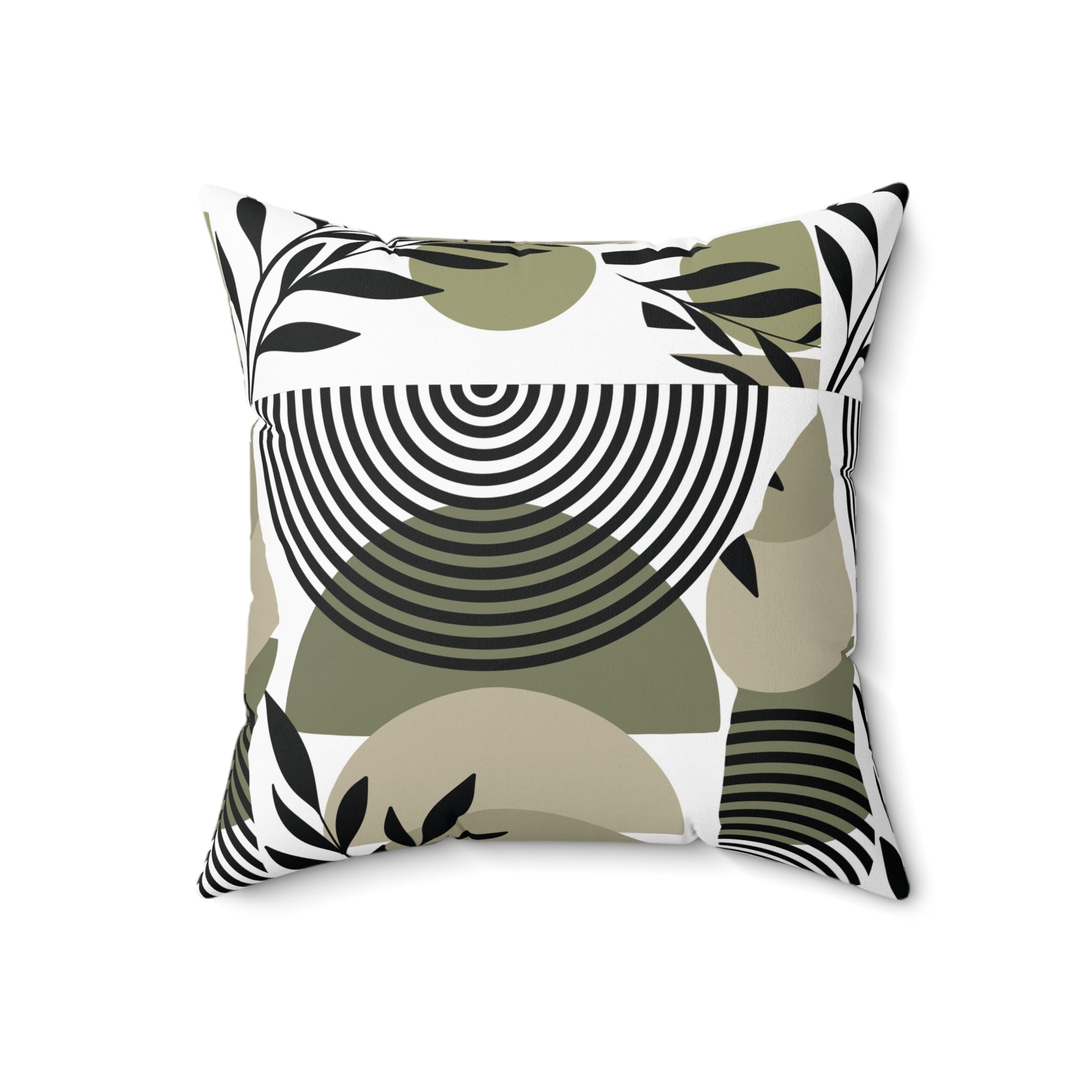 Olive Green Boho Throw Pillow