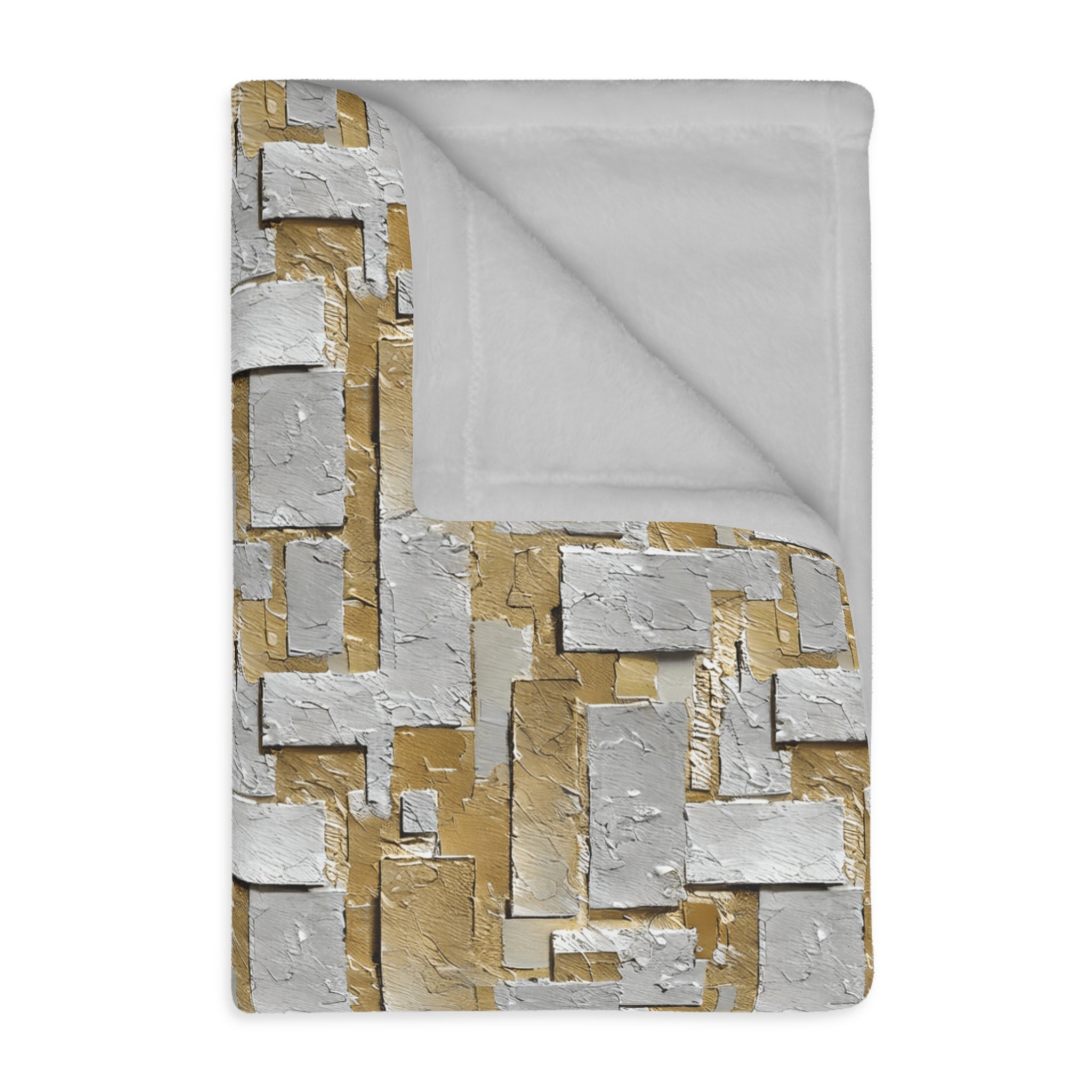 Silver and Gold Metallic Print Velveteen Microfiber Blanket (Two-sided print)