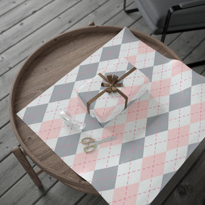 Pink and Gray Argyle Pattern Wrapping Paper