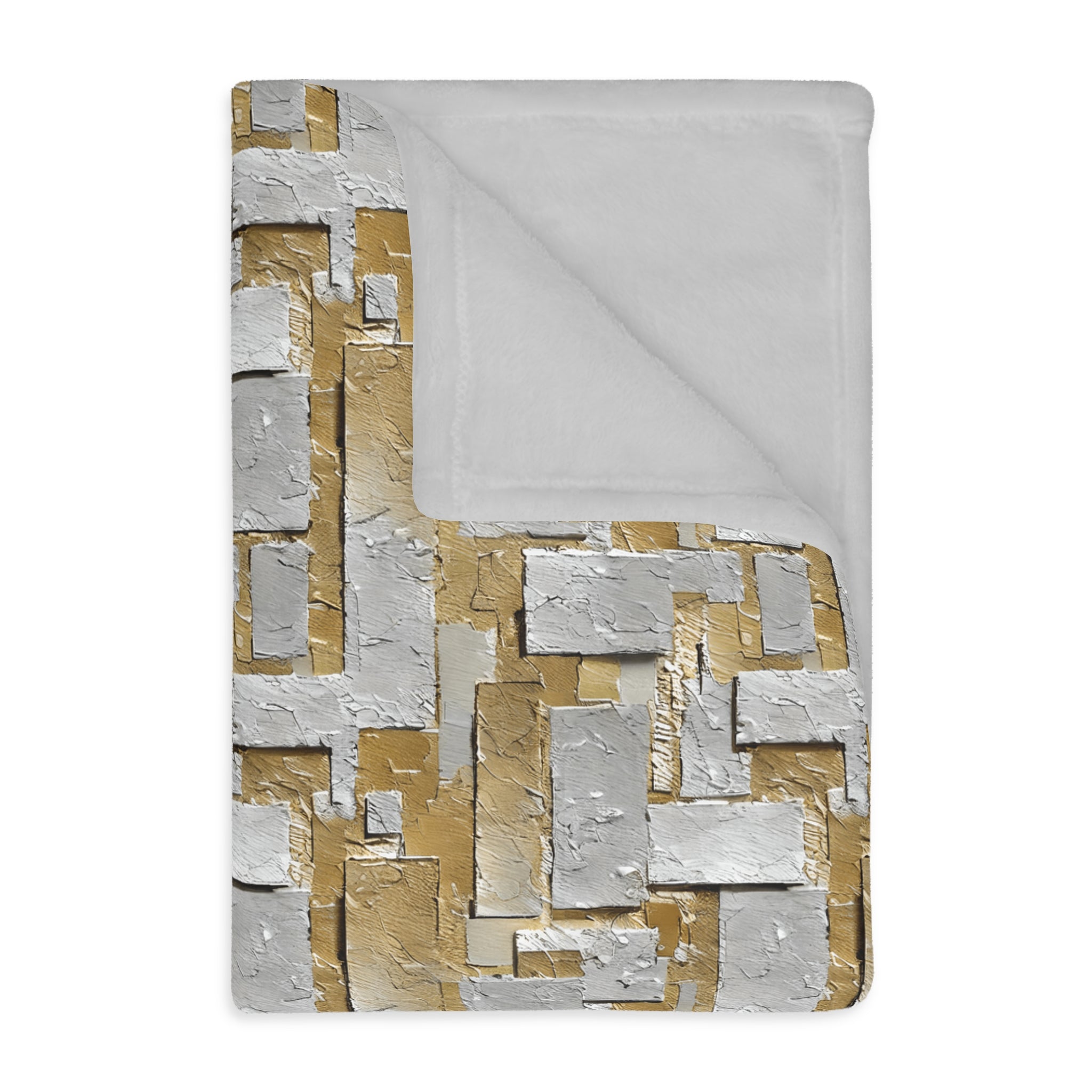 Silver and Gold Metallic Print Velveteen Microfiber Blanket (Two-sided print)