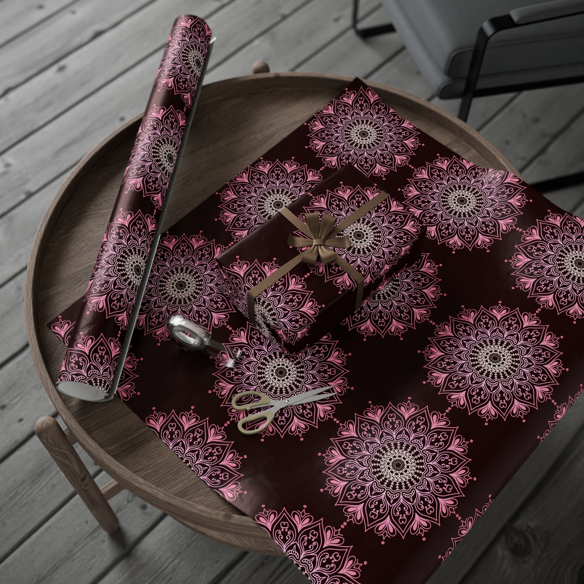 Black and PInk Mandala Wrapping Paper