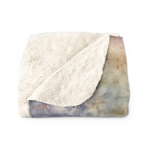 peach and gray metallic sherpa fleece blanket