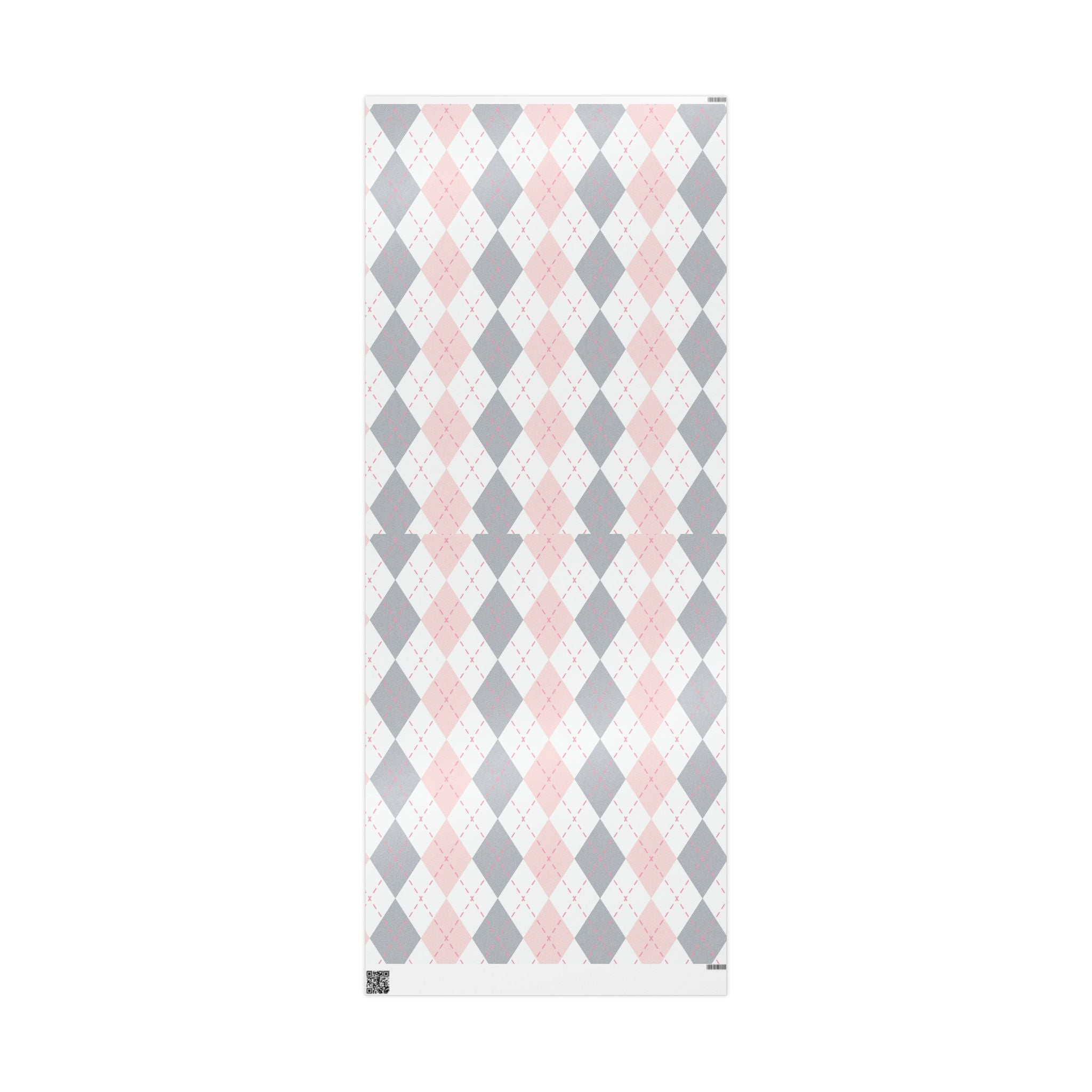 Pink and Gray Argyle Pattern Wrapping Paper