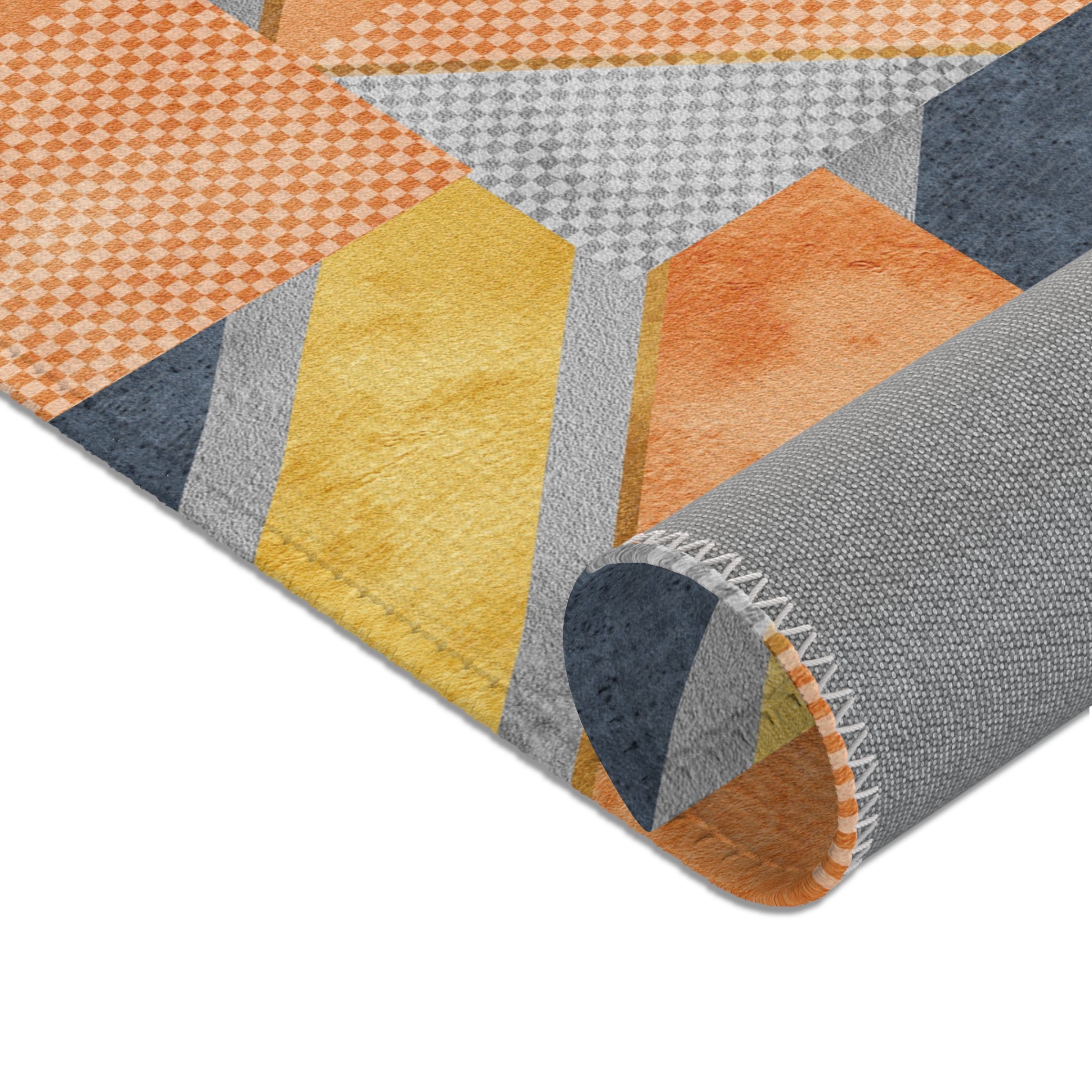 Abstract Orange and Gray Area Rug