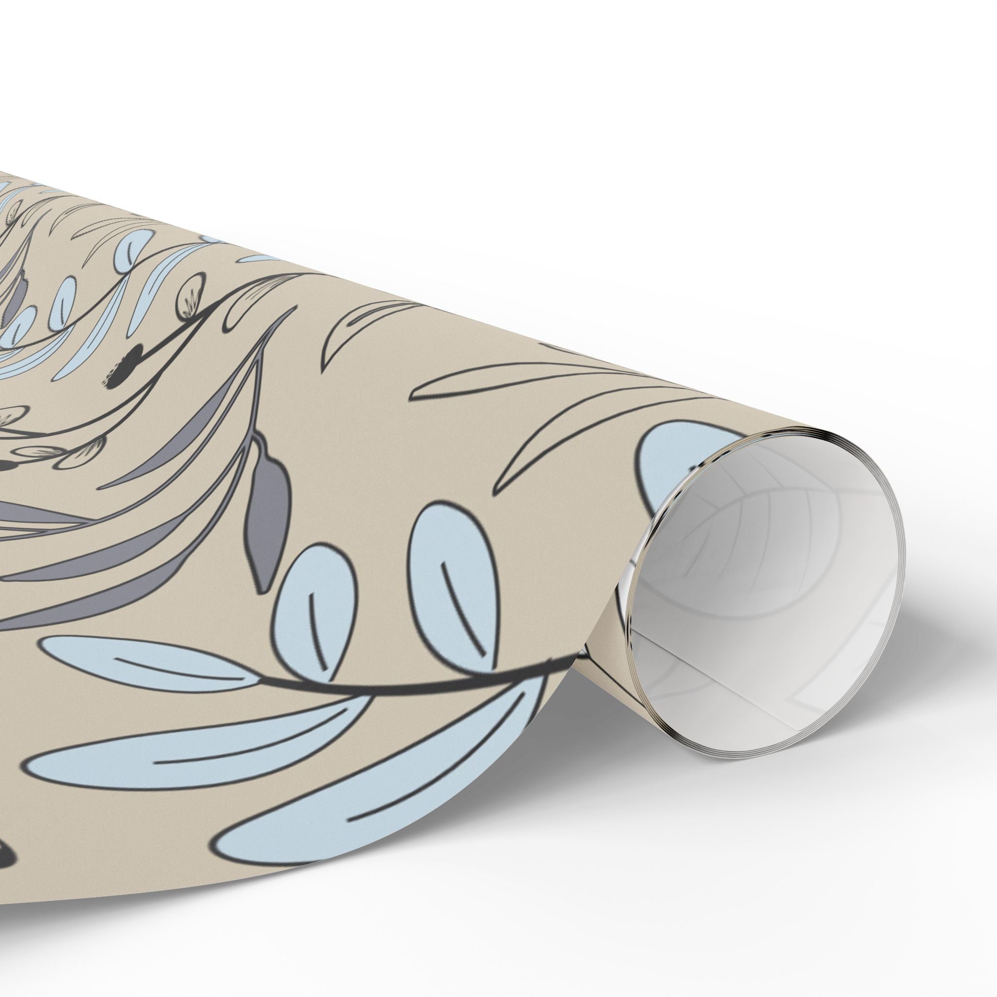 Brown and White Line Art Wrapping Paper