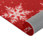 Load image into Gallery viewer, Red and White Snowflake Area Rug
