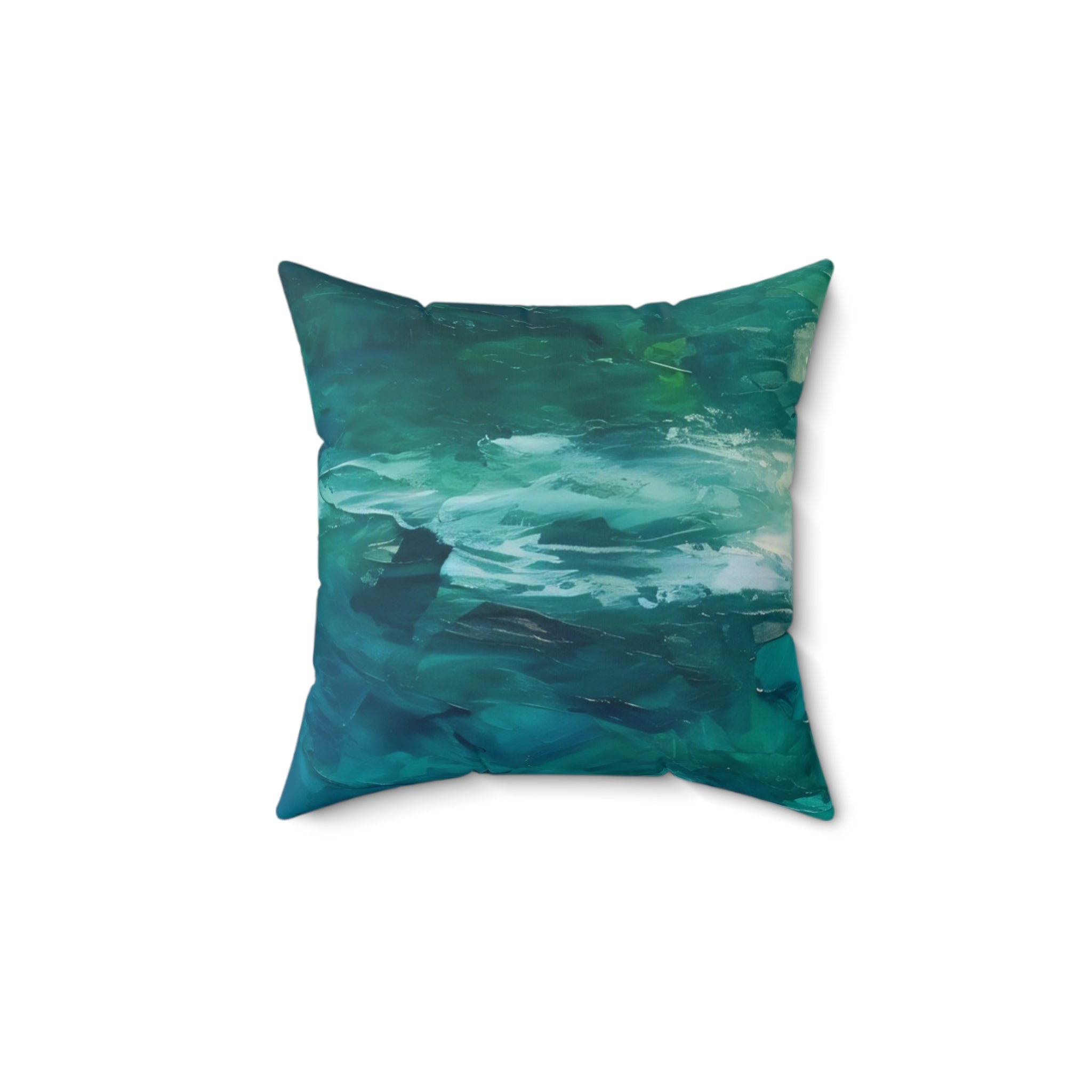 Teal Oceanscape Square Throw Pillow