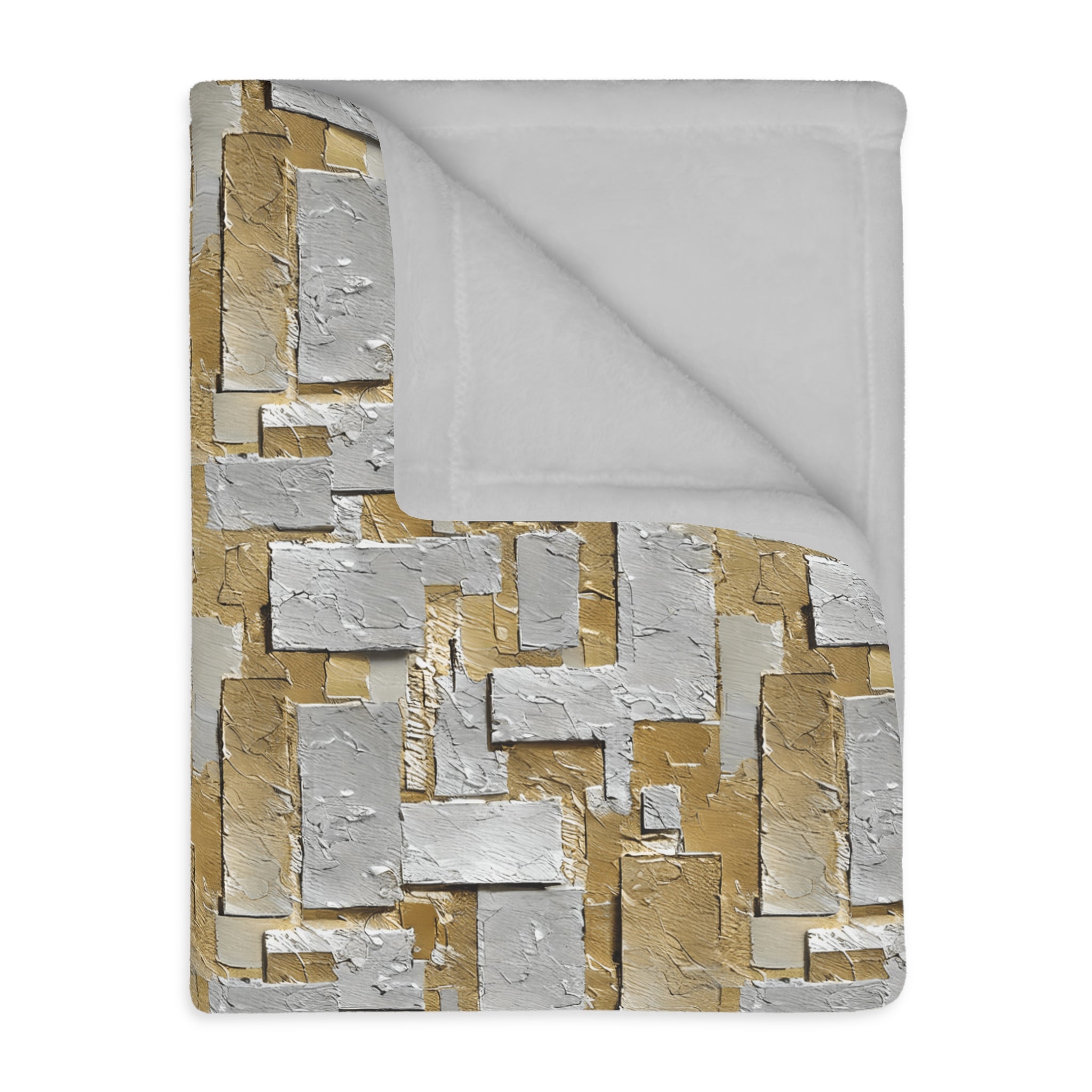 Silver and Gold Metallic Print Velveteen Microfiber Blanket (Two-sided print)