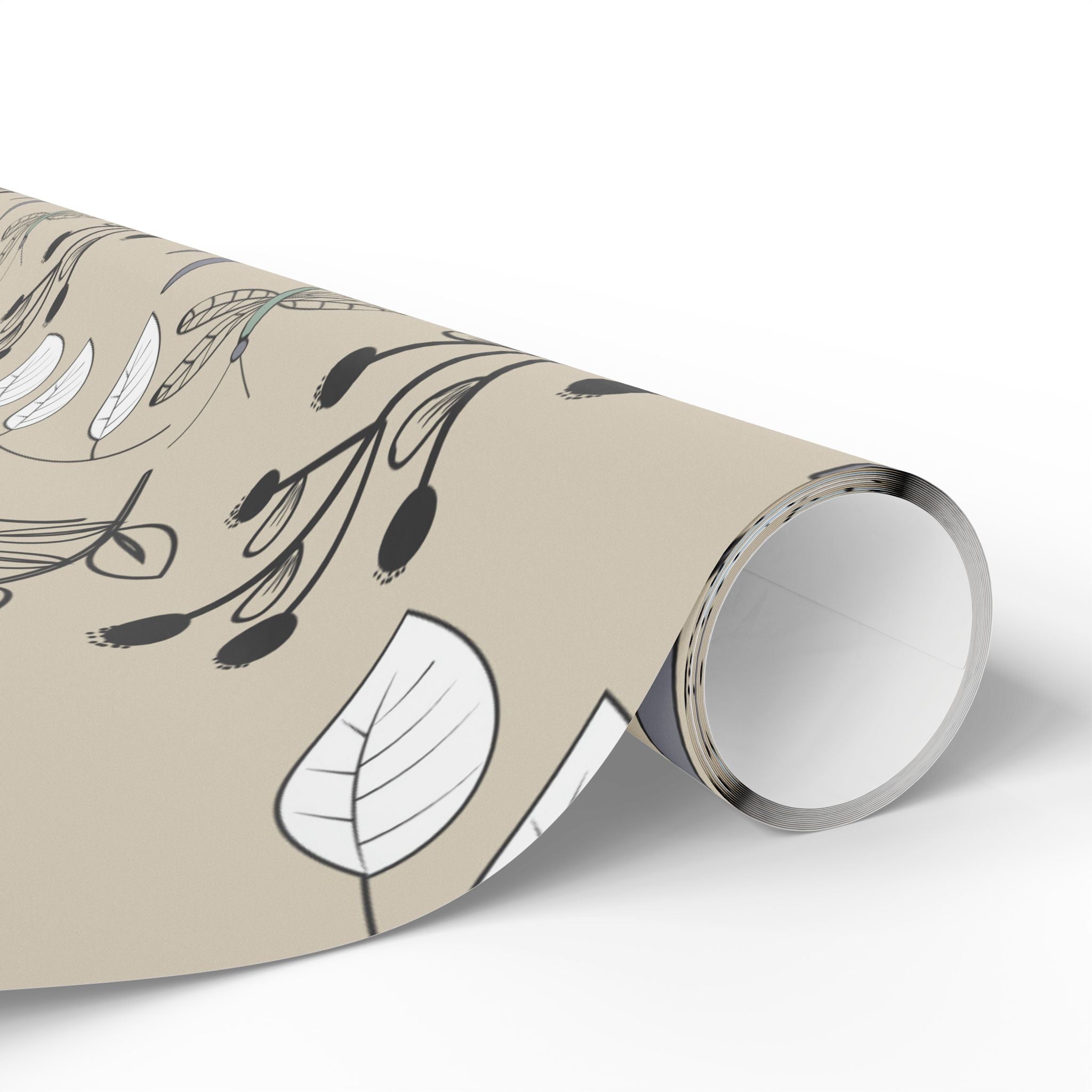 Brown and White Line Art Wrapping Paper