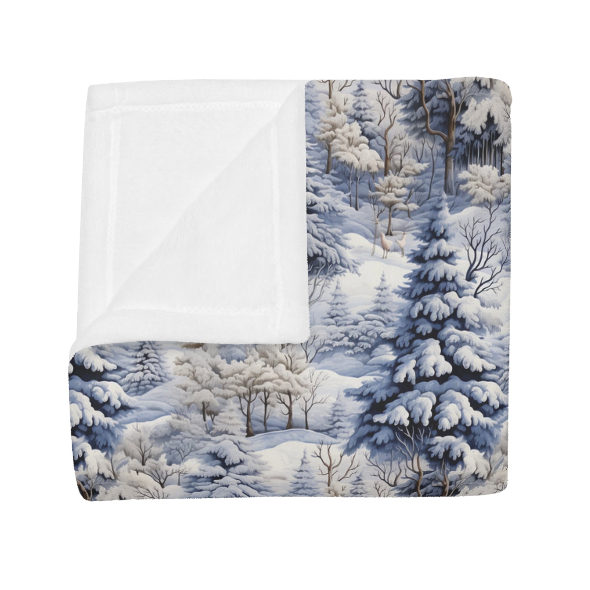 blue and gray winter theme plush fleece blanket