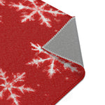 Load image into Gallery viewer, Red and White Snowflake Area Rug
