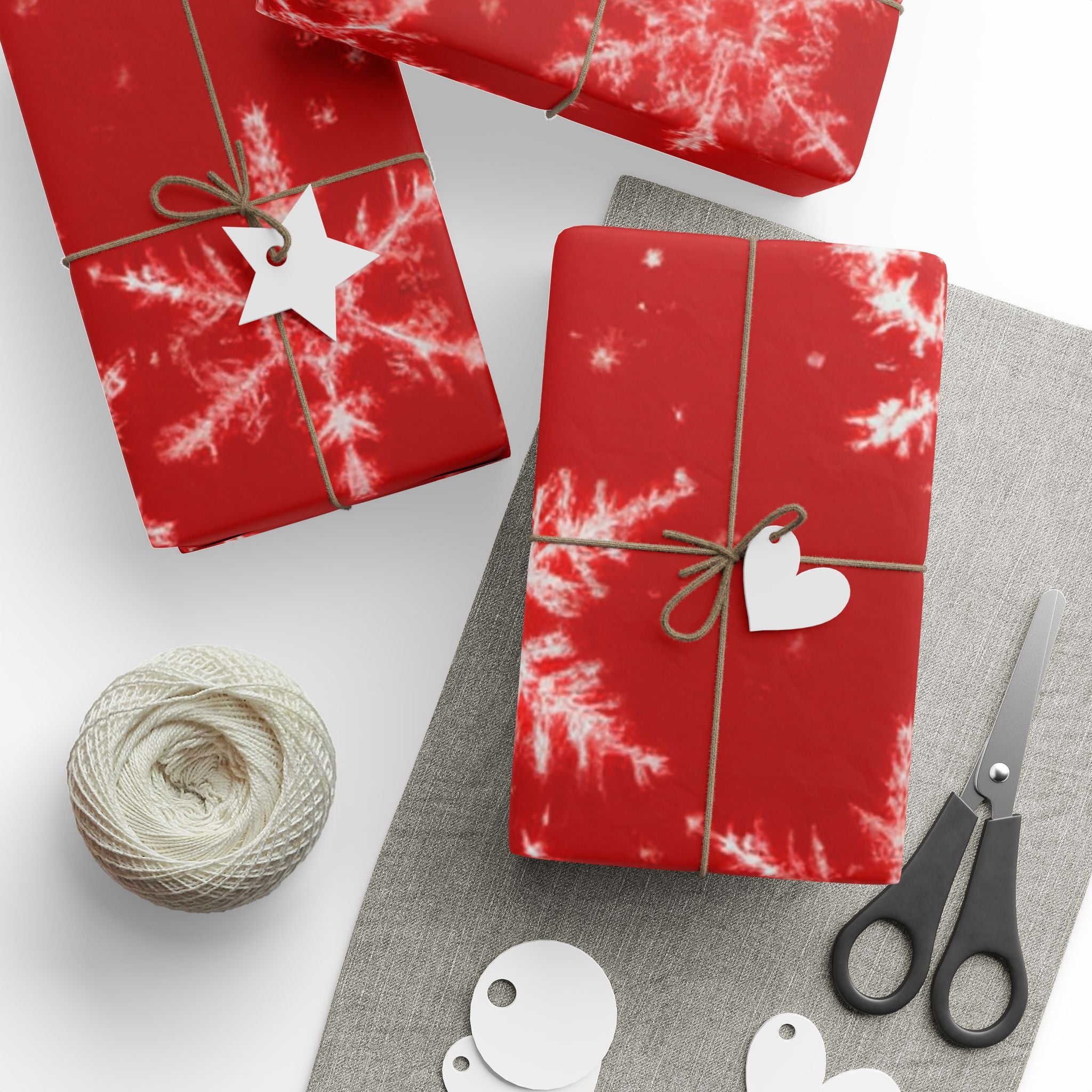 Red and White Snowflake Wrapping Paper