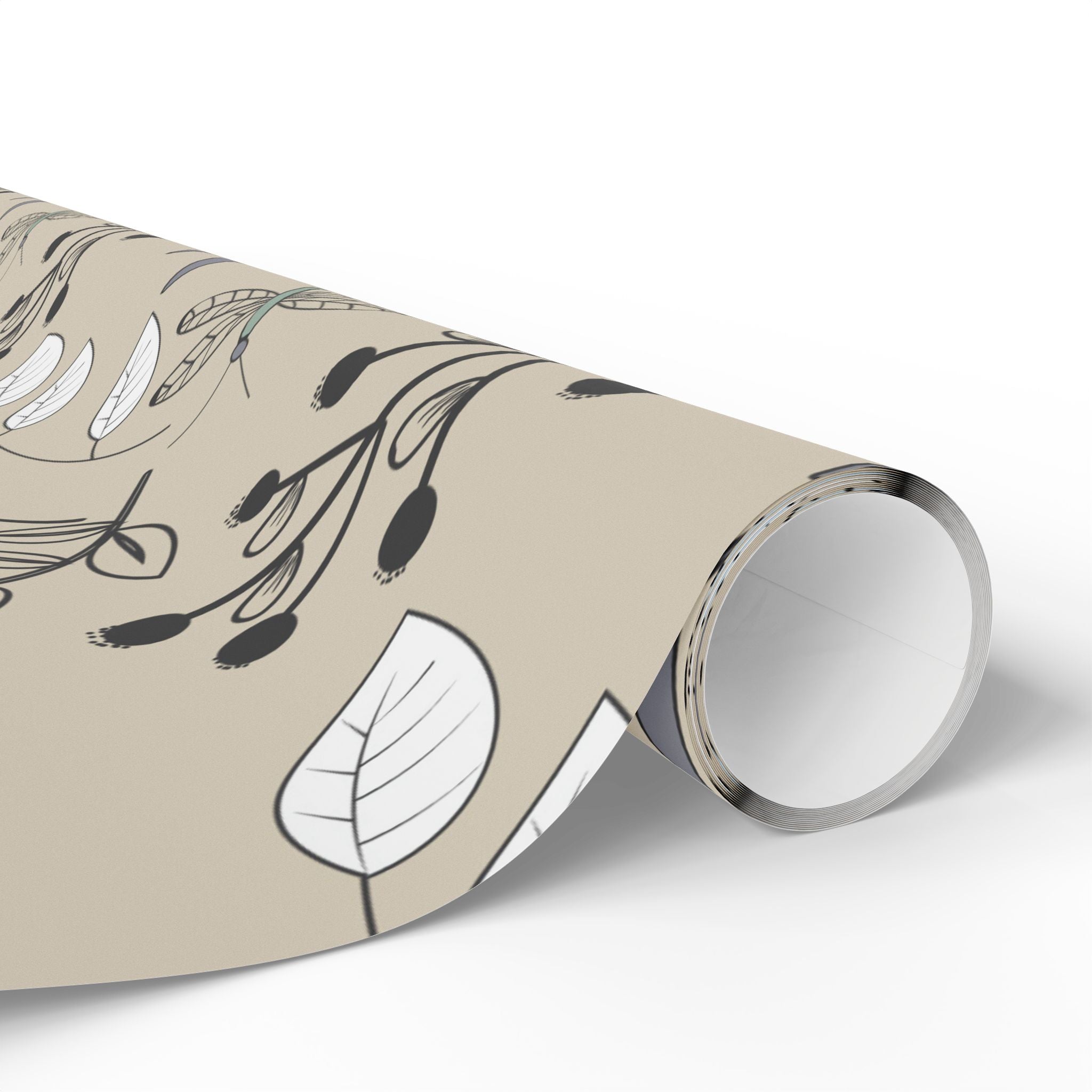 Brown and White Line Art Wrapping Paper