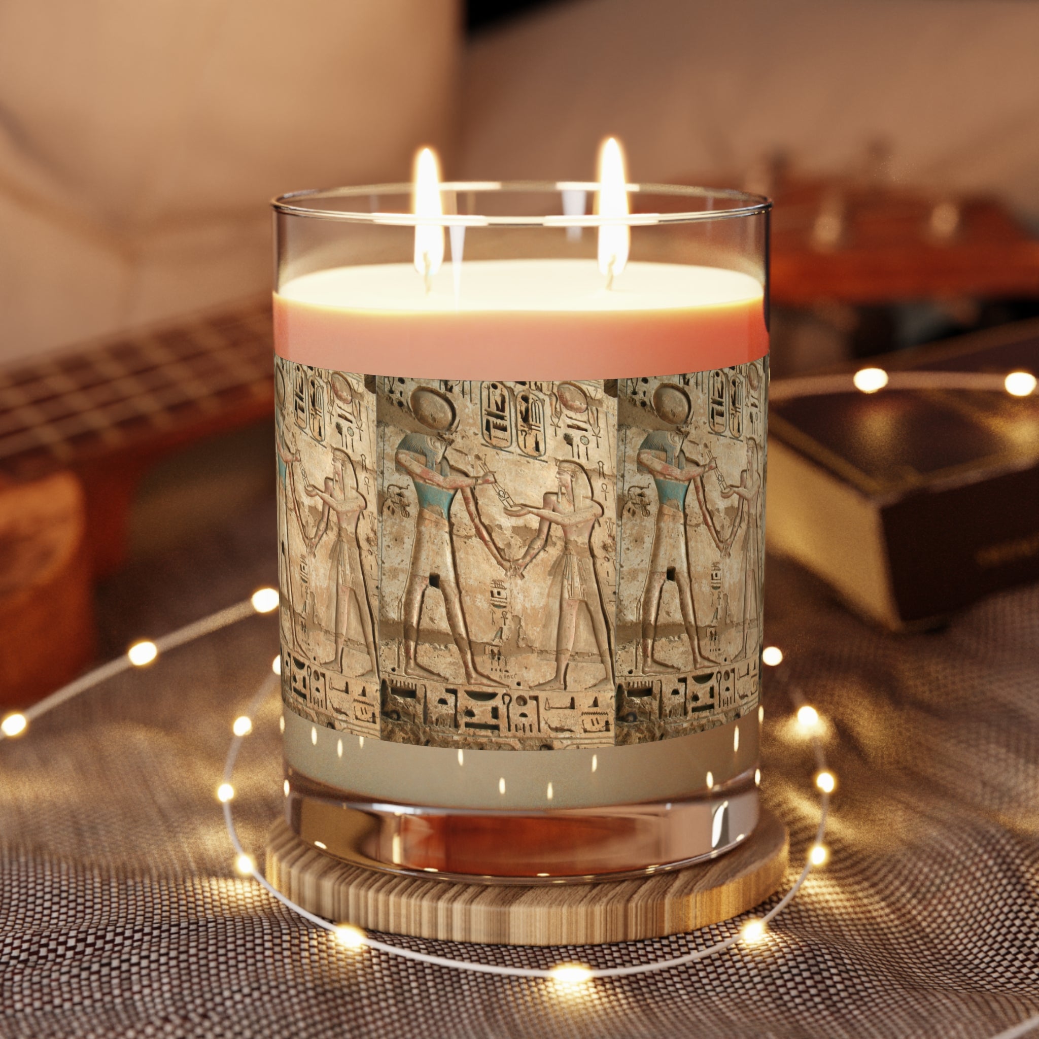 Egyptian Hieroglyphic Design Scented Candle - Full Glass, 11oz