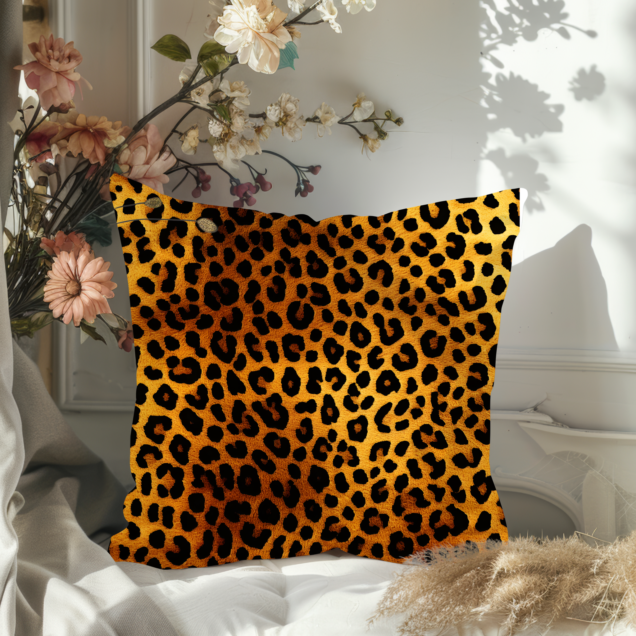 Leopard Print Square Pillow