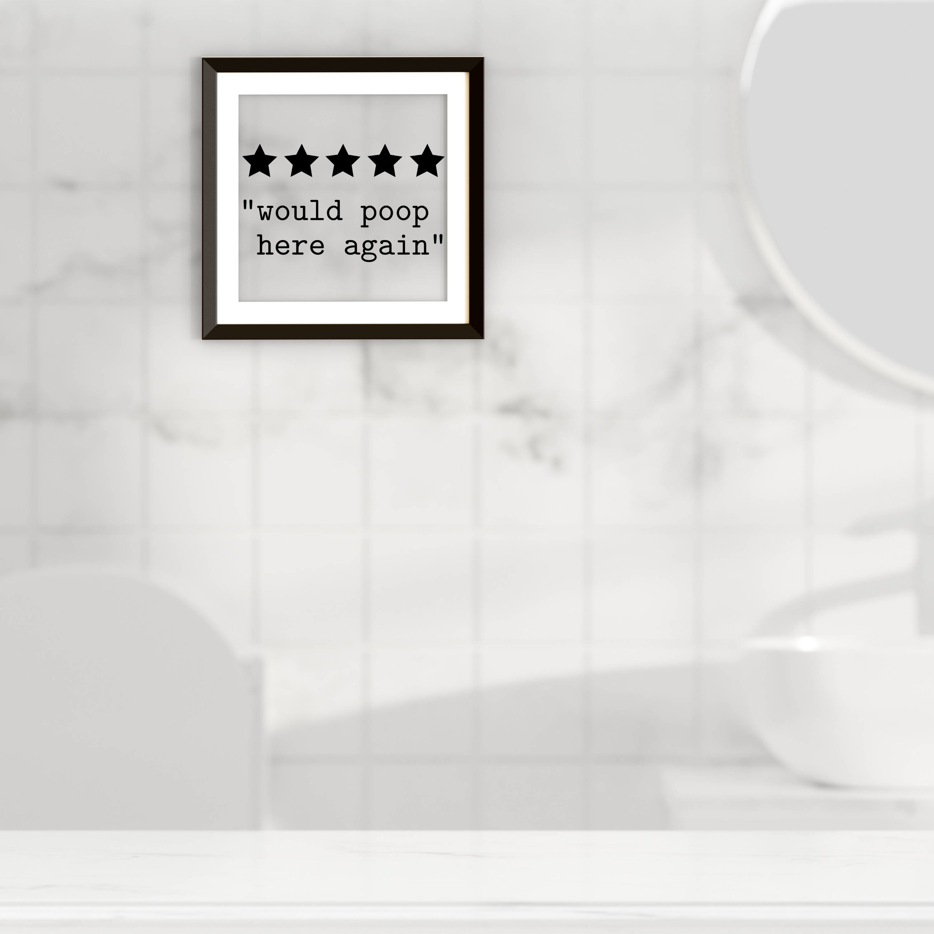 Funny Bathroom Review Premium Wooden Framed Poster