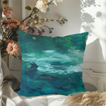 Load image into Gallery viewer, Teal Oceanscape Square Throw Pillow
